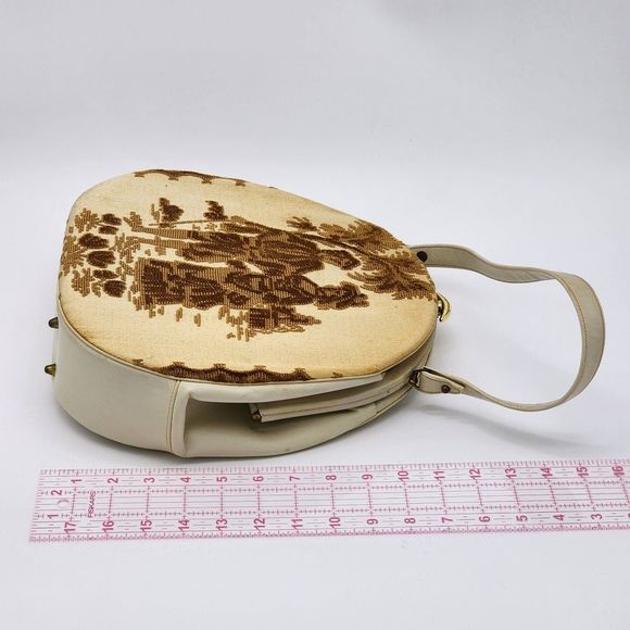 Vintage 1950s Triangle New York Victorian Era Couple White Bag - Picture 10 of 11